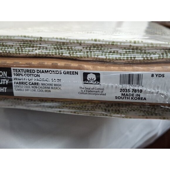 Quilter\'s Fabric, Cotton, Textured Diamonds, Green, Earthy, 8 Yards x 44\